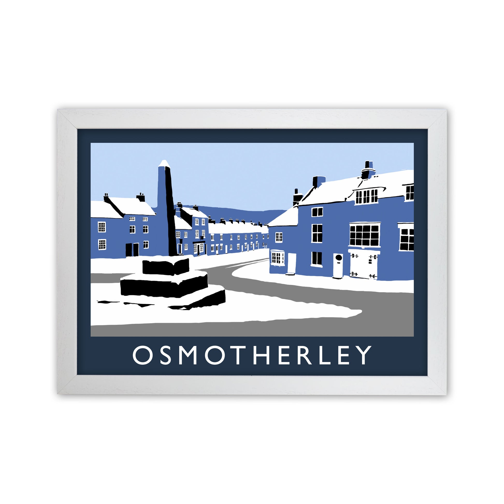 Osmotherley In Snow2 Travel Art Print by Richard O'Neill, Framed Wall Art White Grain