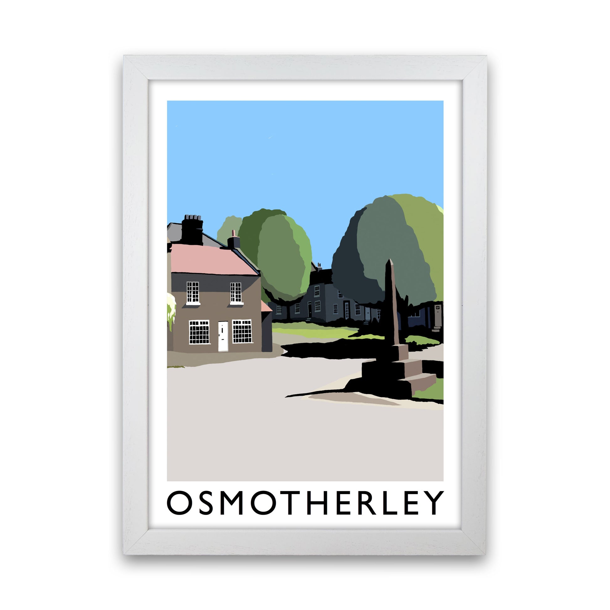 Osmotherley PortraitTravel Art Print by Richard O'Neill, Framed Wall Art White Grain