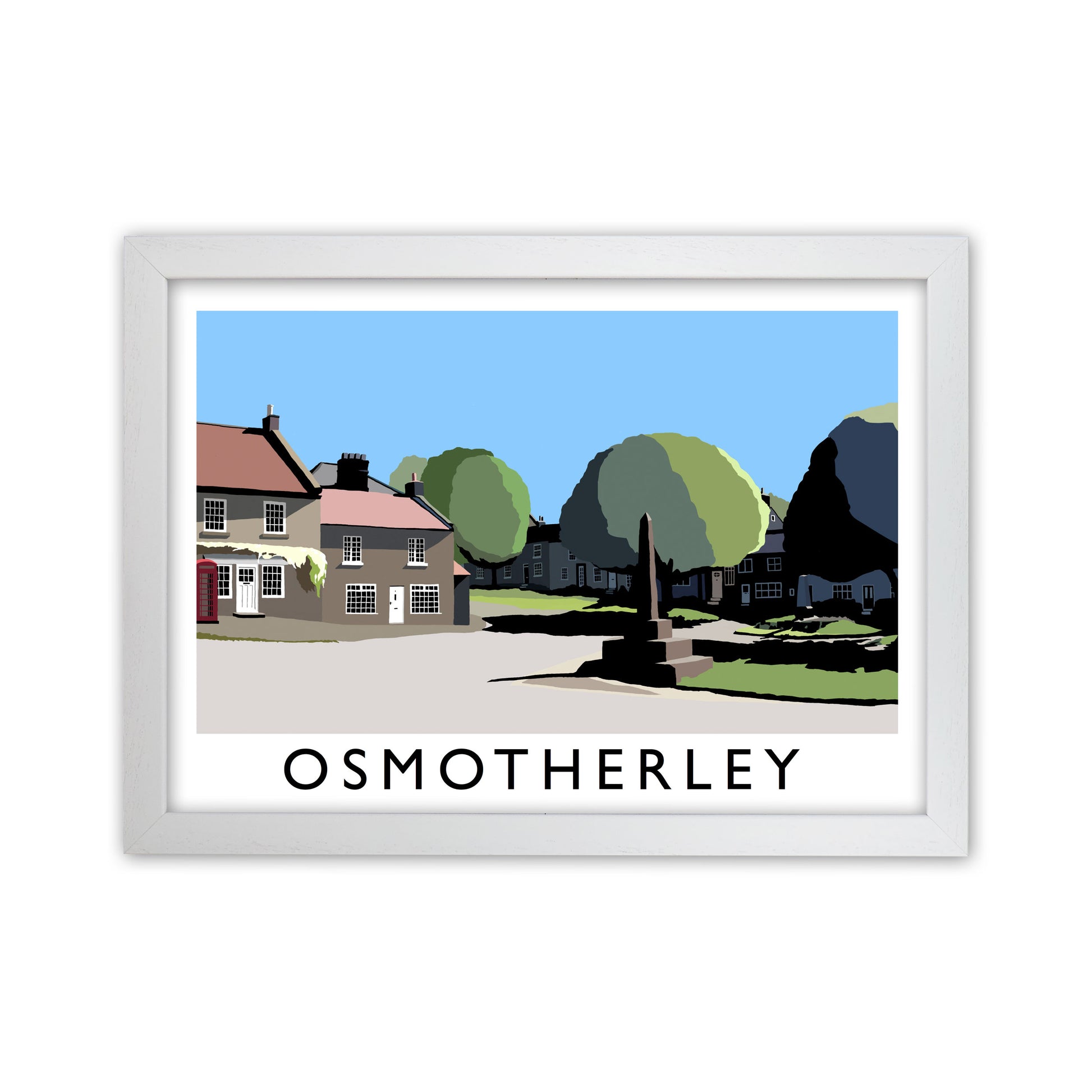 Osmotherley Travel Art Print by Richard O'Neill, Framed Wall Art White Grain