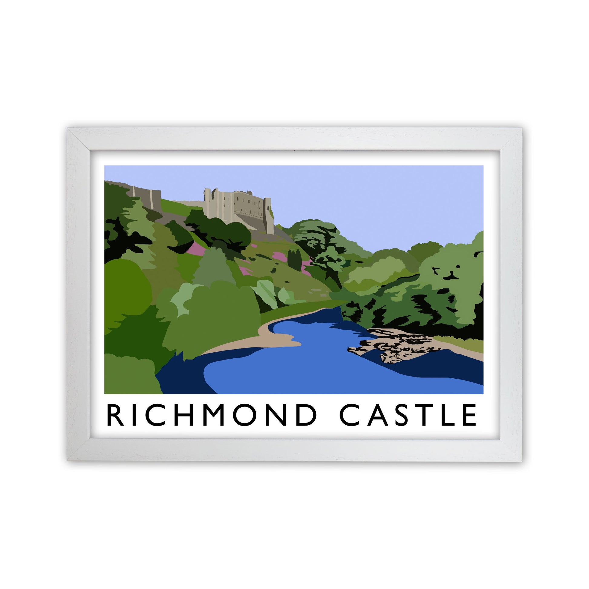 Richmond Castle Digital Art Print by Richard O'Neill, Framed Wall Art White Grain