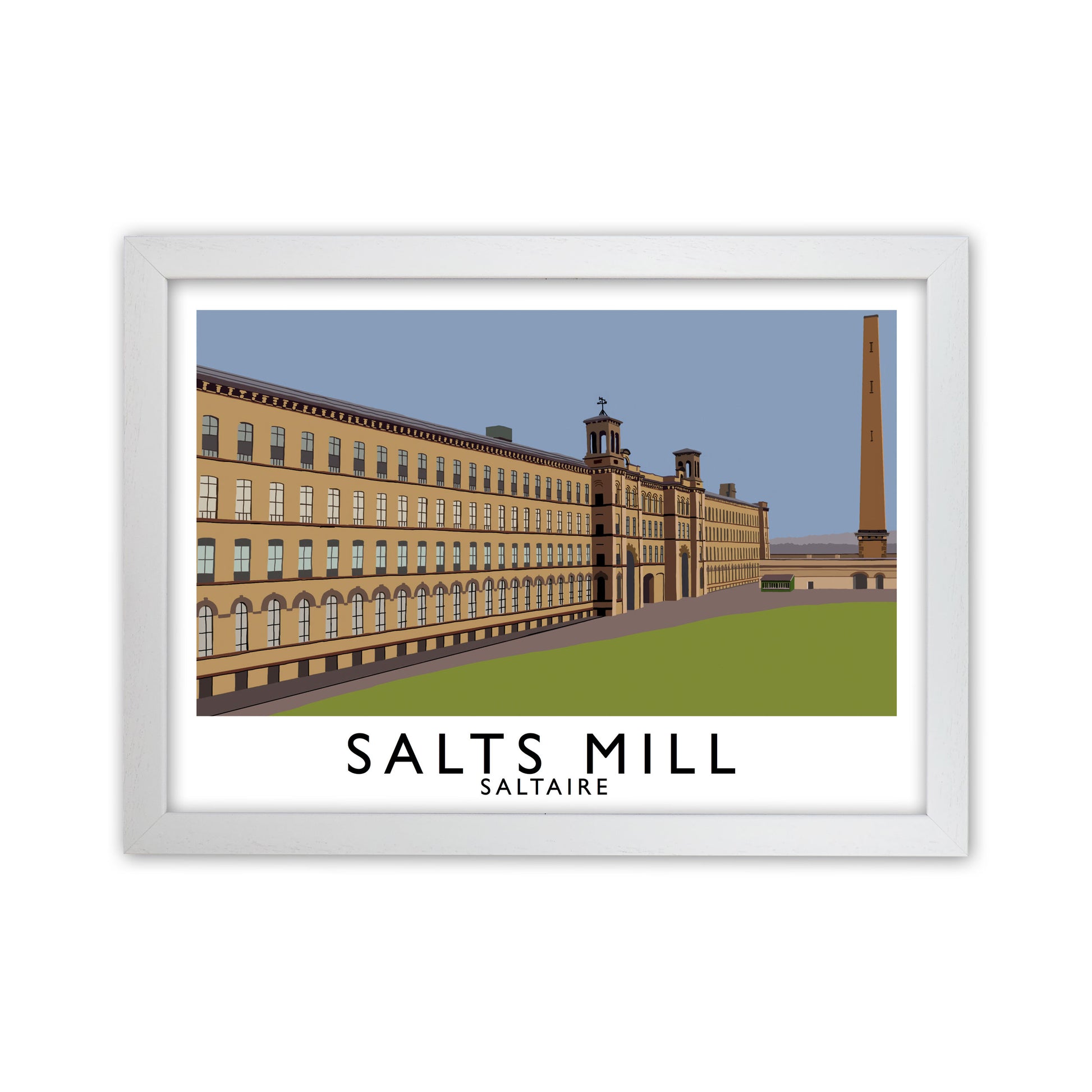 Salts Mill Travel Art Print by Richard O'Neill, Framed Wall Art White Grain