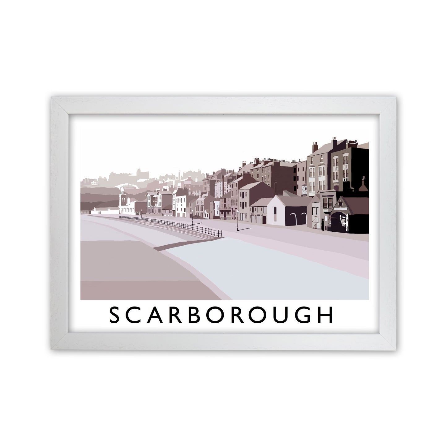 Scarborough Old Travel Art Print by Richard O'Neill, Framed Wall Art White Grain