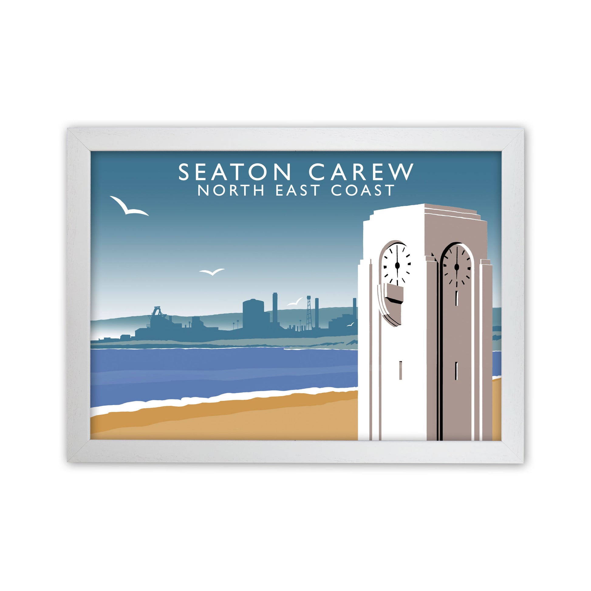 Seaton Carew North East Coast Travel Art Print by Richard O'Neill White Grain