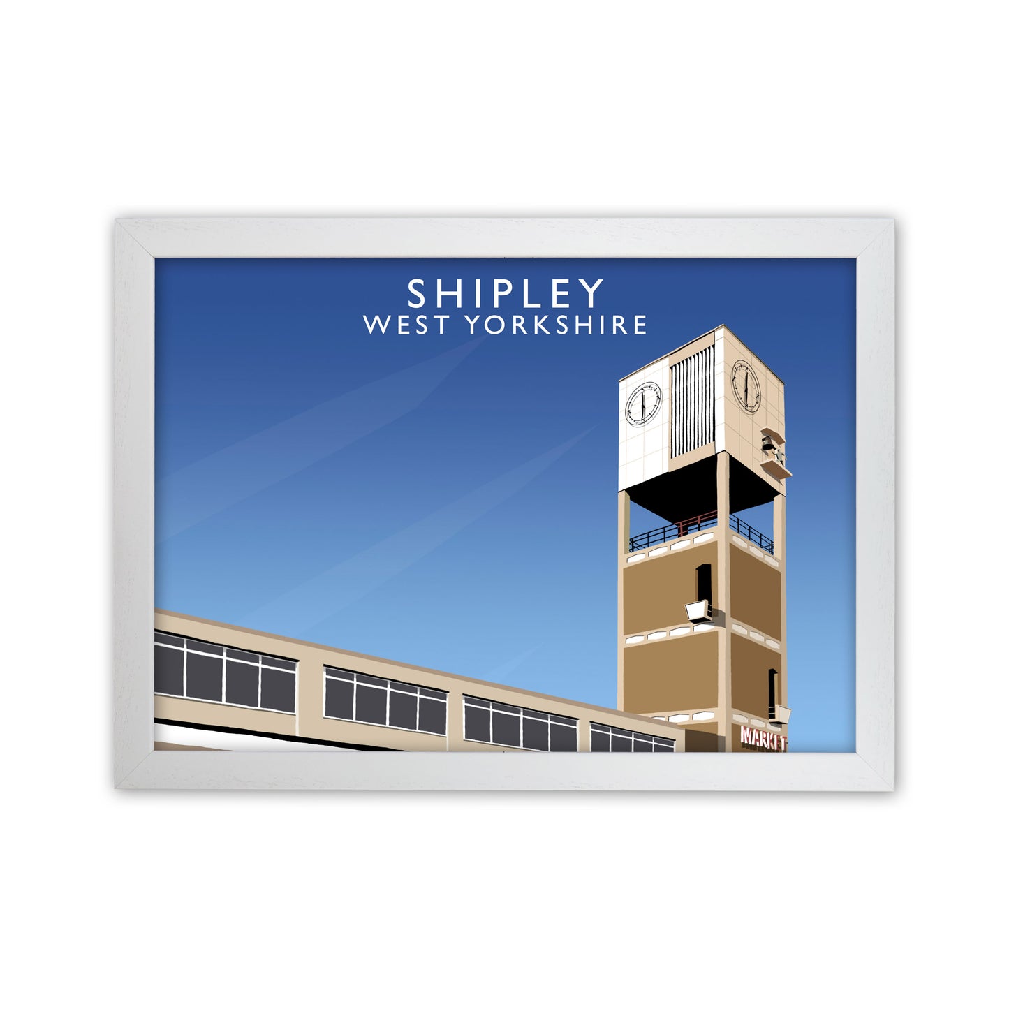 Shipley West Yorkshire Travel Art Print by Richard O'Neill, Framed Wall Art White Grain