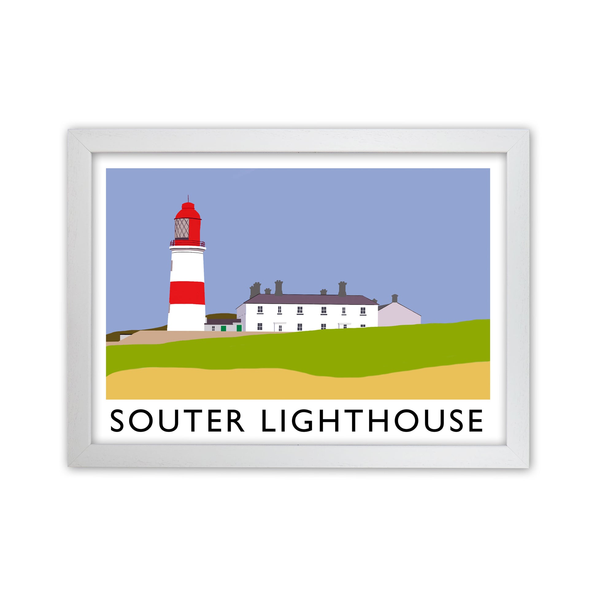 Souter Lighthouse Travel Art Print by Richard O'Neill, Framed Wall Art White Grain