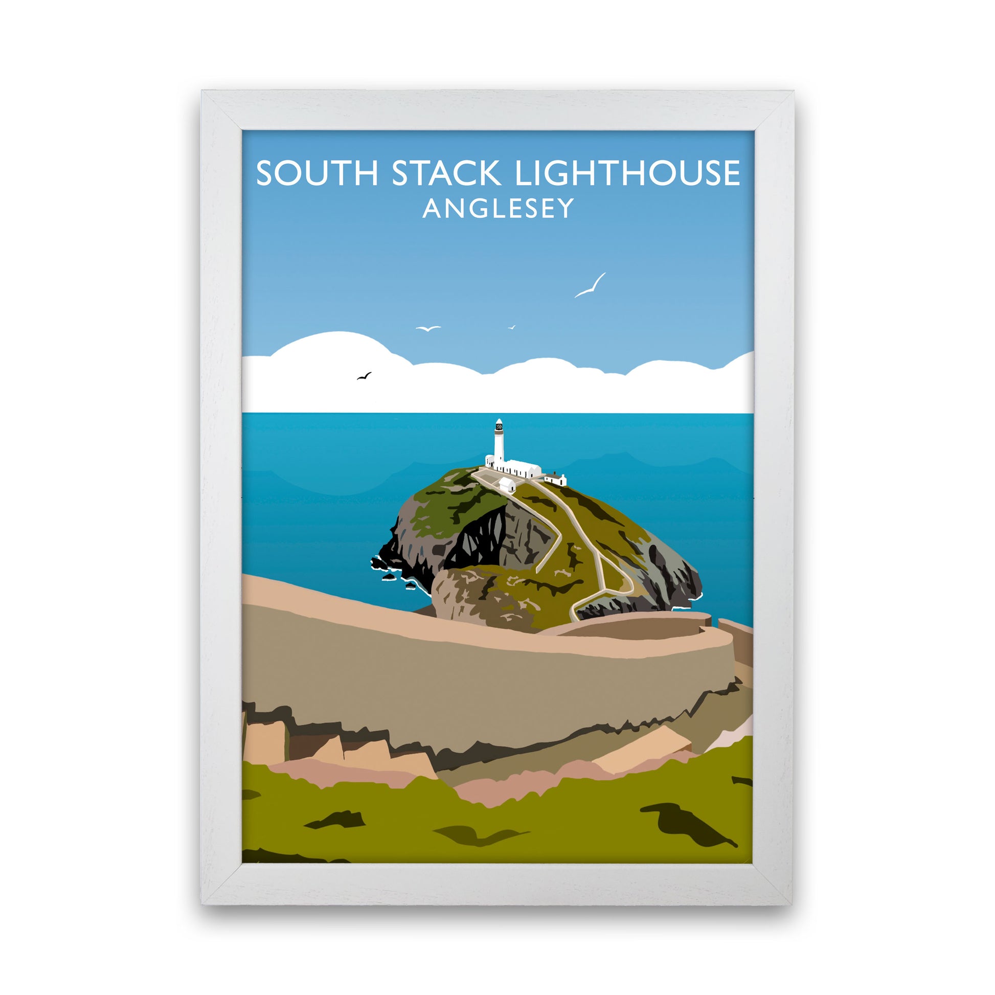 South Stack Lighthouse2 Portrait Anglesey Travel Art Print by Richard O'Neill White Grain