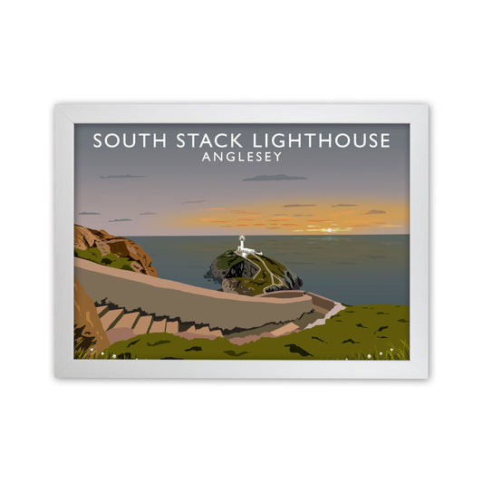 South Stack Lighthouse Anglesey Travel Art Print by Richard O'Neill White Grain
