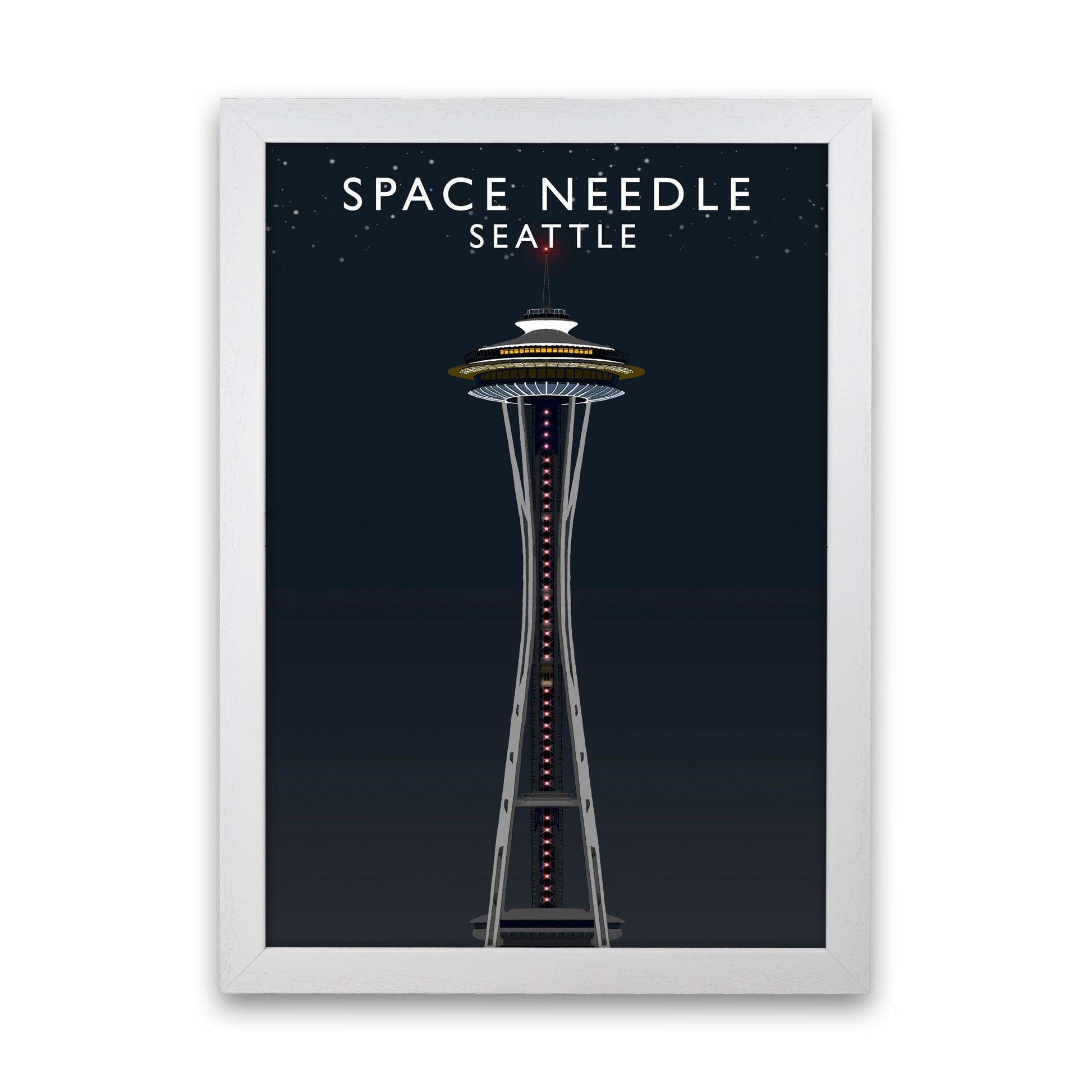 Space Needle Seattle Night Art Print by Richard O'Neill White Grain