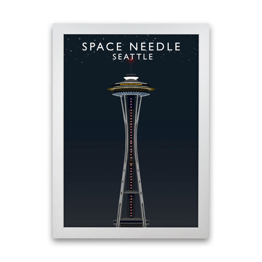 Space Needle Seattle Night Art Print by Richard O'Neill White Grain