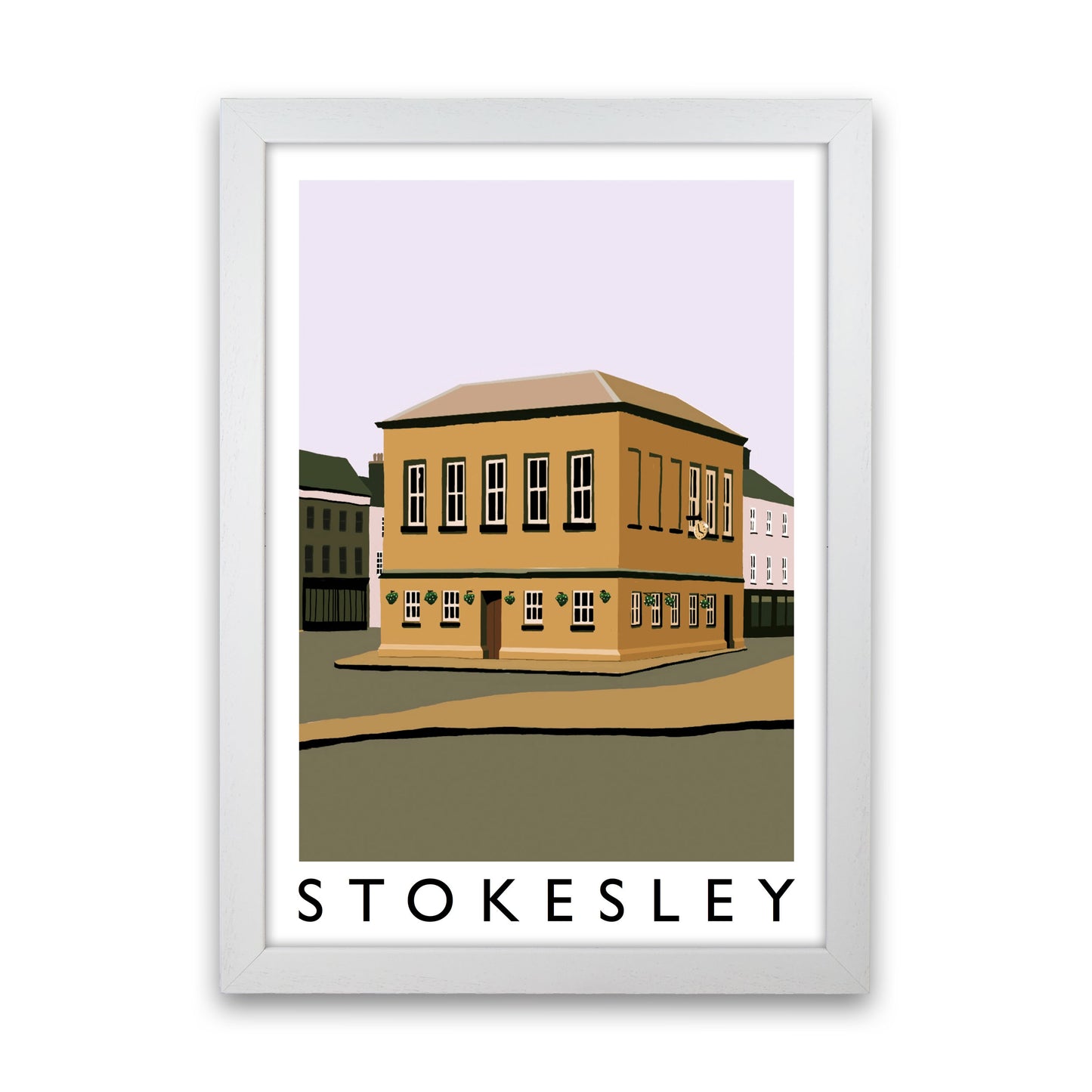 Stokesley Portrait Travel Art Print by Richard O'Neill, Framed Wall Art White Grain