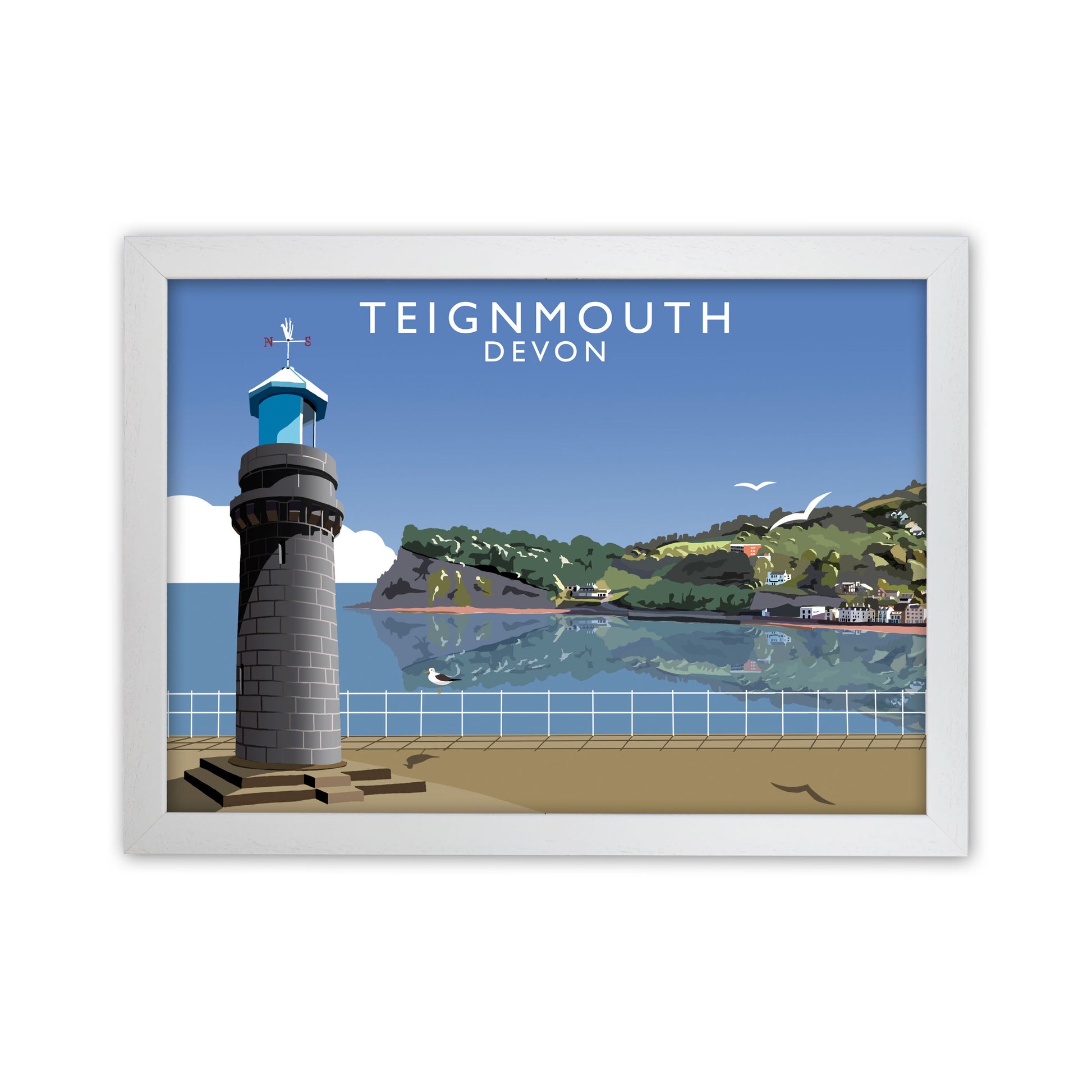 Teignmouth Devon Art Print by Richard O'Neill, Framed Wall Art White Grain