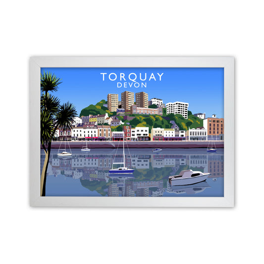 Torquay Devon Art Print by Richard O'Neill, Framed Wall Art White Grain