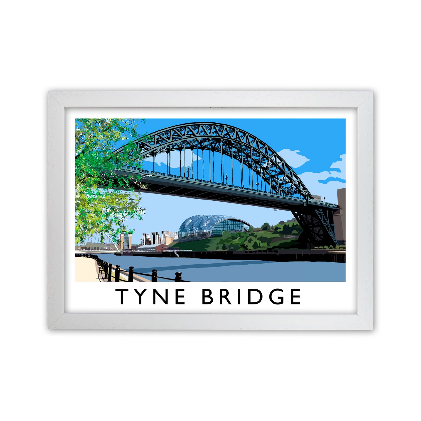 Tyne Bridge Travel Art Print by Richard O'Neill, Framed Wall Art White Grain