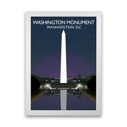 Washington DC Monument Night Travel Art Print by Richard O'Neill White Grain