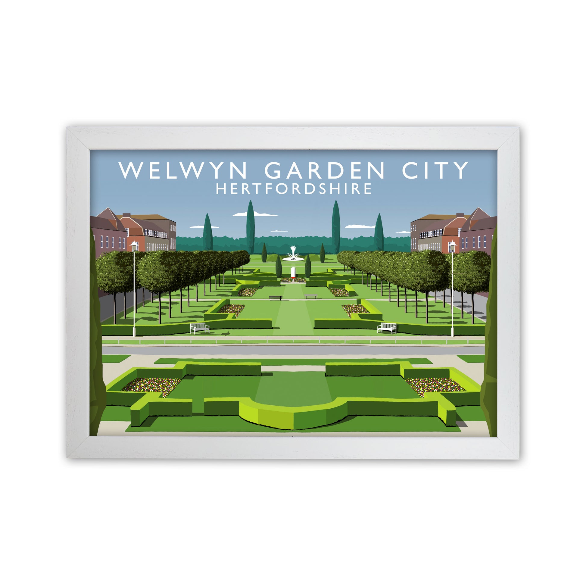 Welwyn Garden City Hertfordshire Travel Art Print by Richard O'Neill White Grain