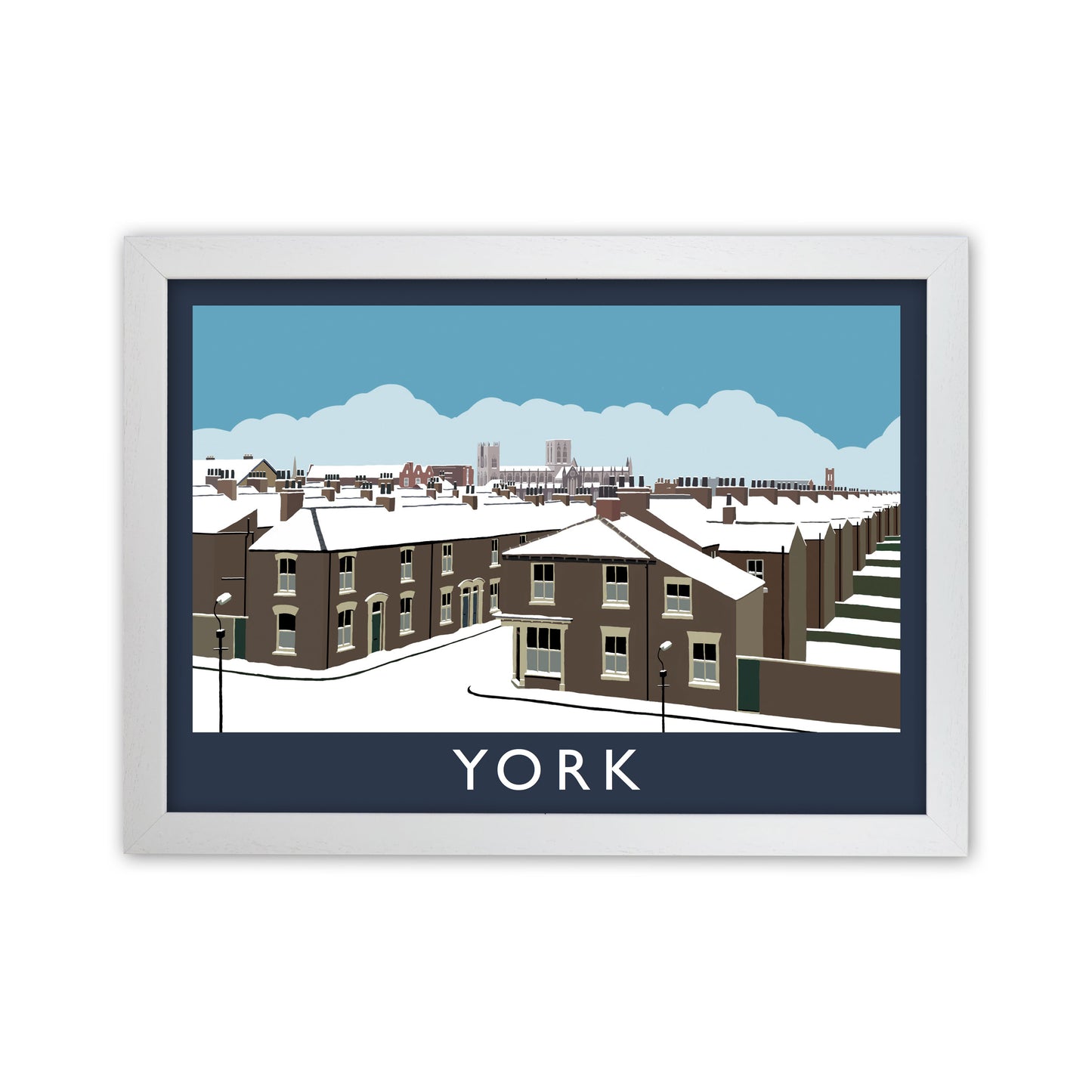 York in Snow Travel Art Print by Richard O'Neill, Framed Wall Art White Grain