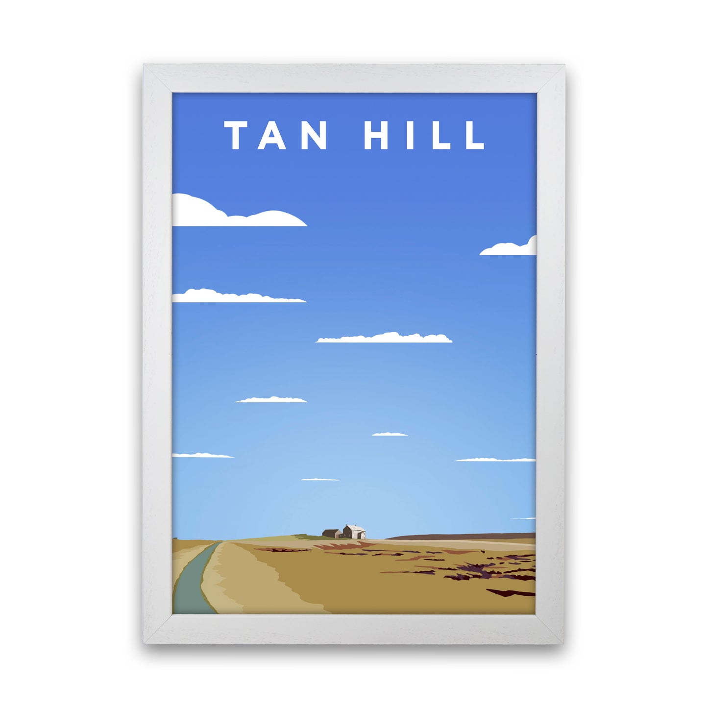 Tan Hill Travel Portrait Art Print by Richard O'Neill, Framed Wall Art White Grain