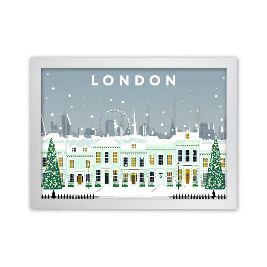 London Cherry Tree Lane In Snow by Richard O'Neill White Grain