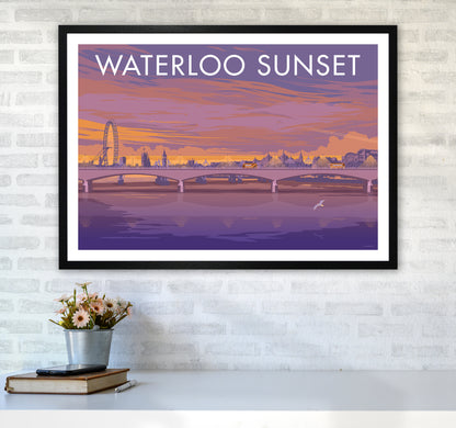 London Waterloo Travel Art Print By Stephen Millership A1 White Frame