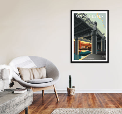 Manchester 3 by Stephen Millership A1 White Frame