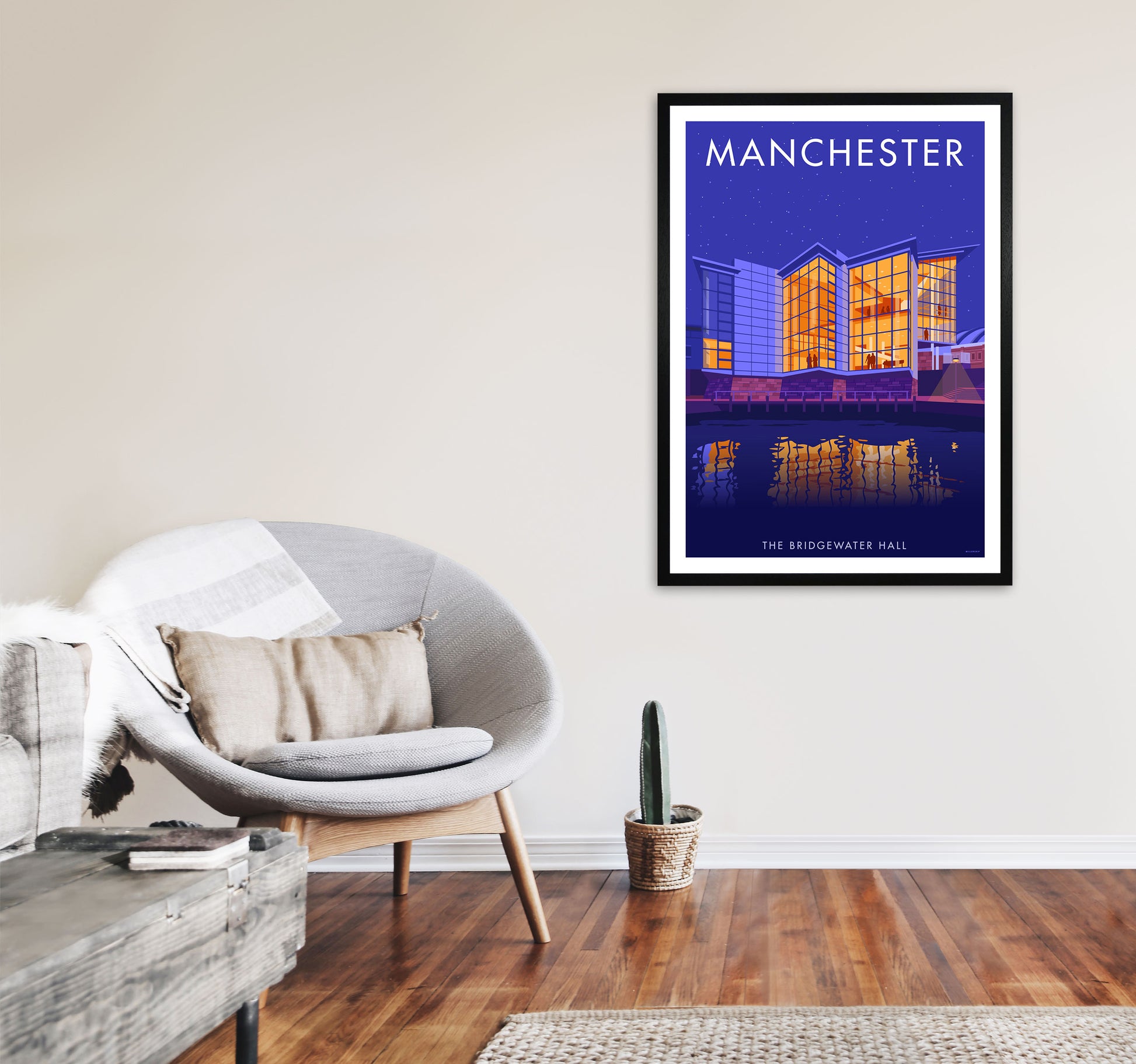 Manchester 4 by Stephen Millership A1 White Frame