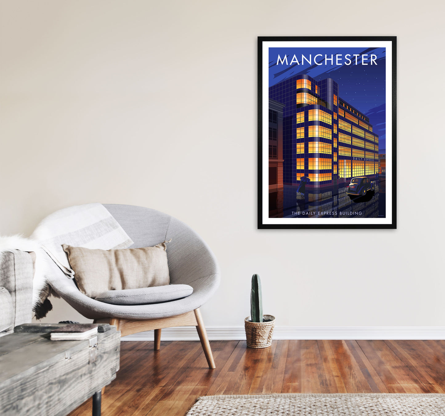 Manchester 7 by Stephen Millership A1 White Frame