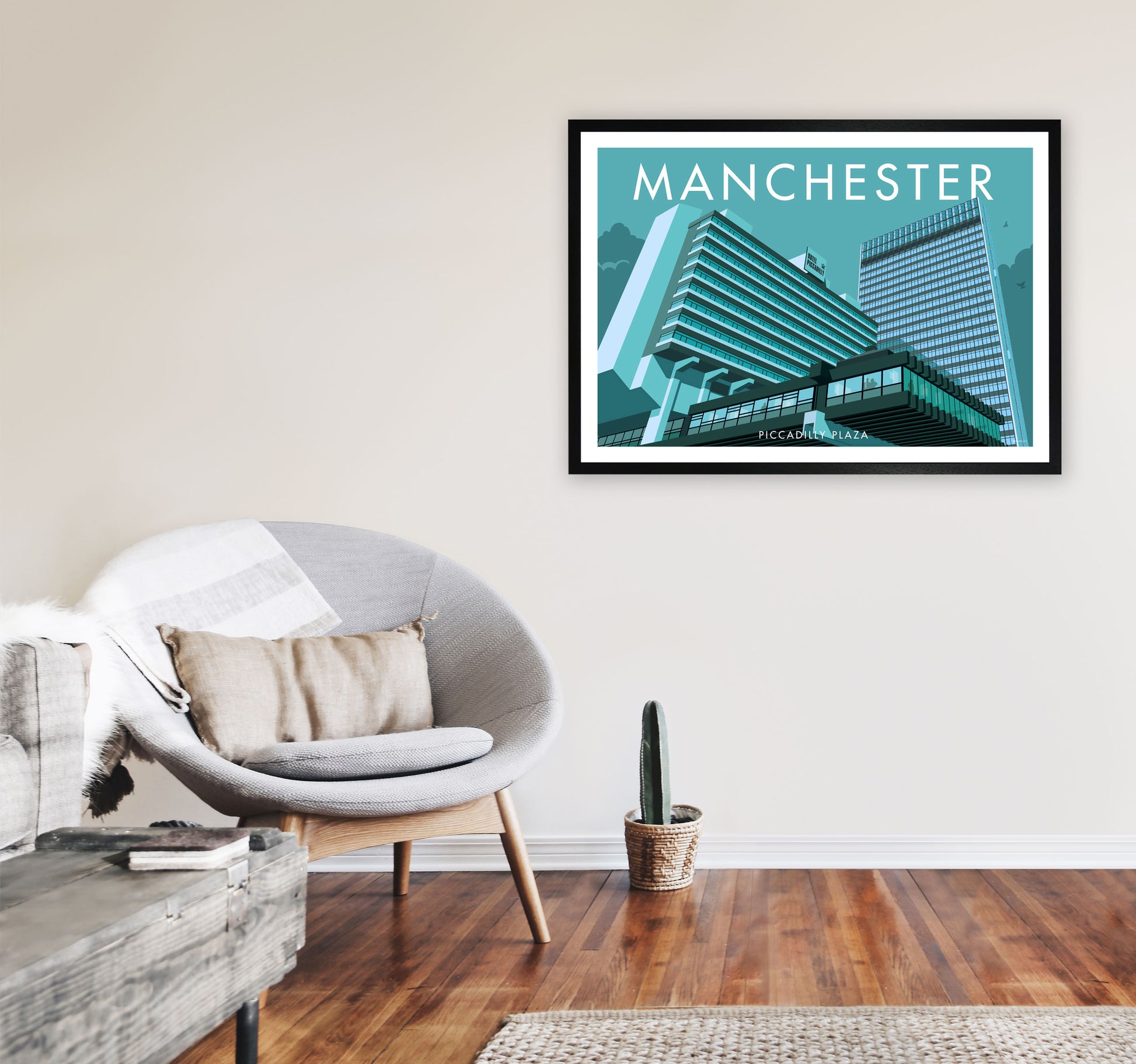 Manchester 8 by Stephen Millership A1 White Frame