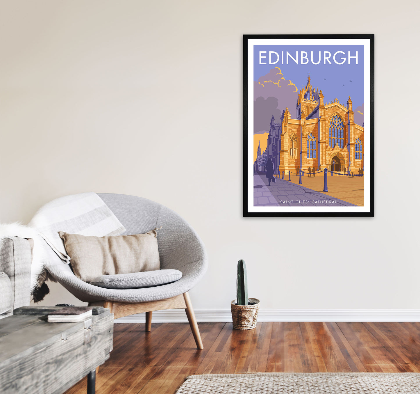 Edinburgh by Stephen Millership A1 White Frame