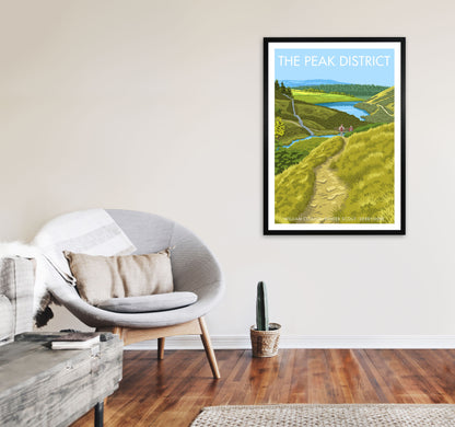 The Peak District Framed Digital Art Print by Stephen Millership A1 White Frame