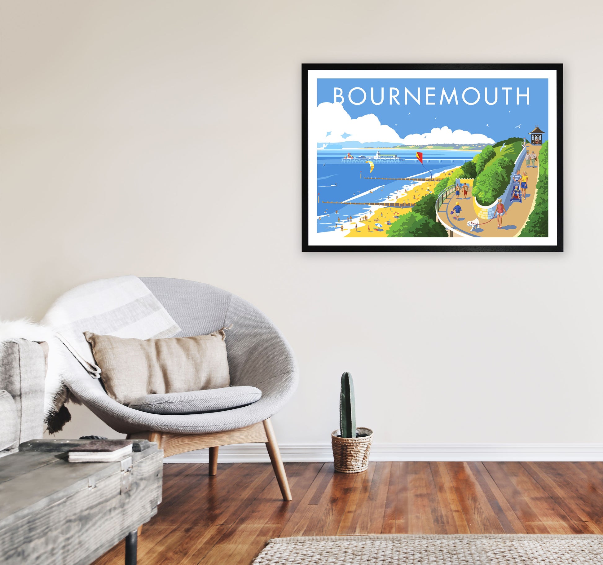 Bournemouth Framed Digital Art Print by Stephen Millership A1 White Frame