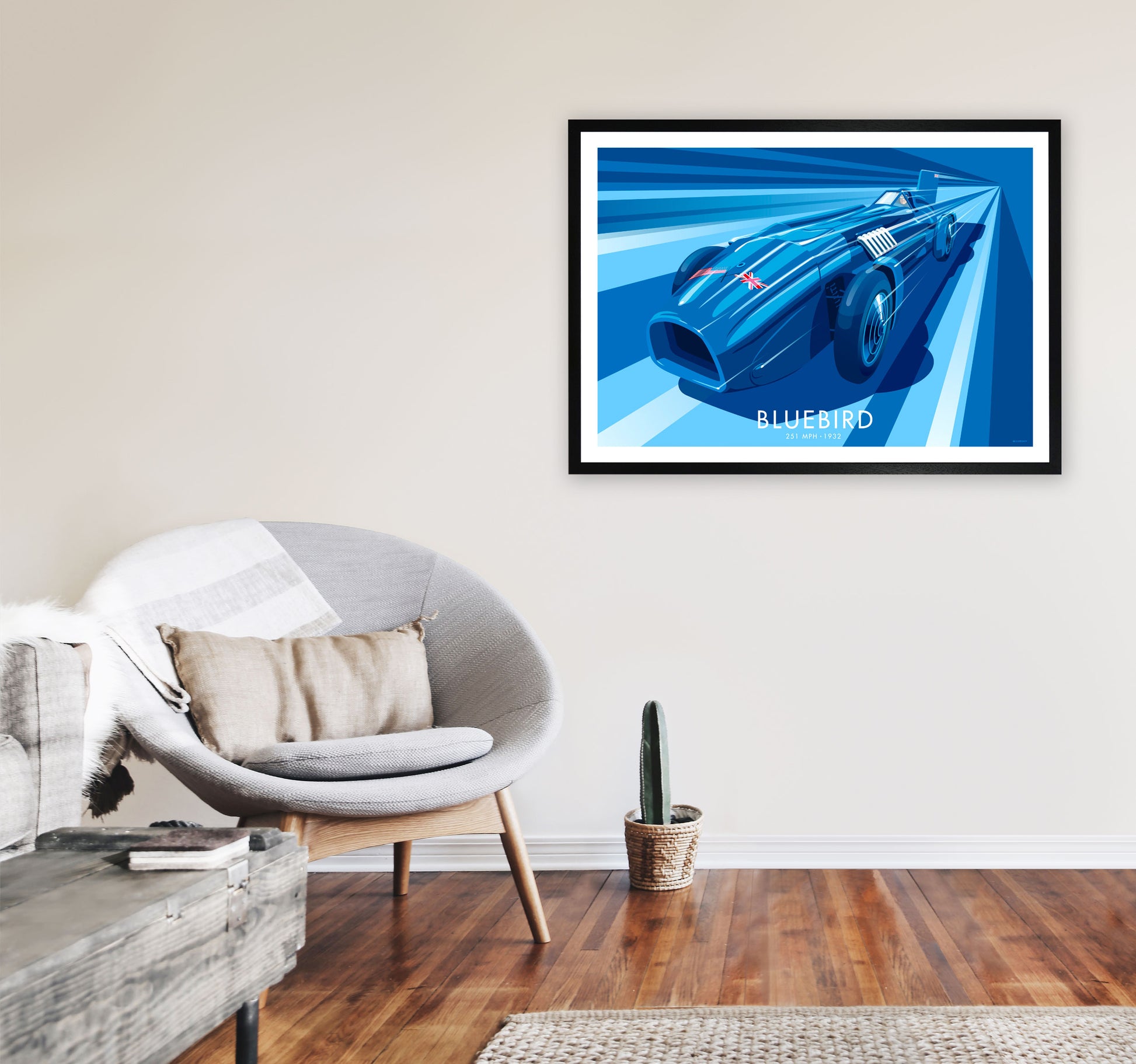 Bluebird Art Print by Stephen Millership, Framed Transport Print A1 White Frame