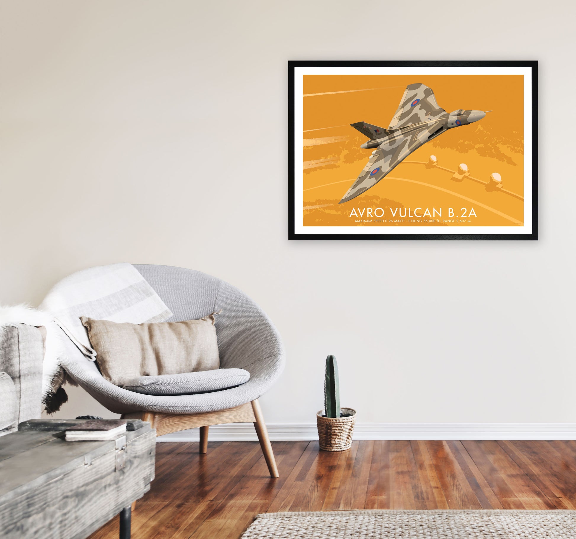 Avro Vulcan B.2A Art Print by Stephen Millership, Framed Transport Print A1 White Frame