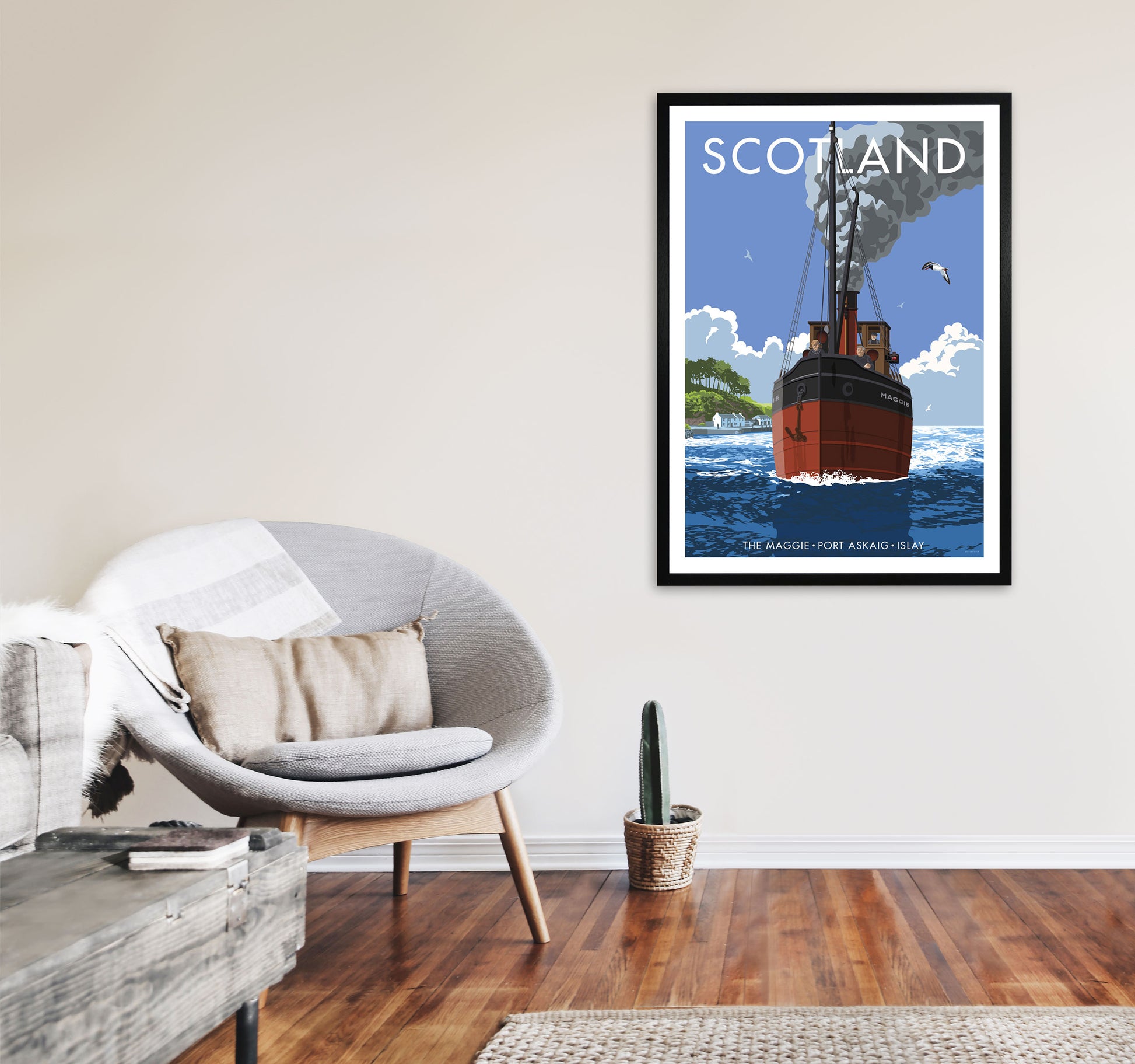 Scotland Art Print by Stephen Millership A1 White Frame