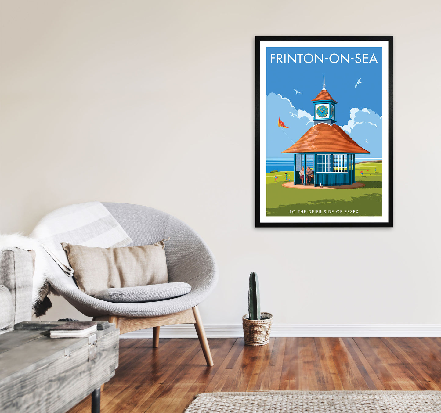 Frinton-On-Sea Art Print by Stephen Millership A1 White Frame