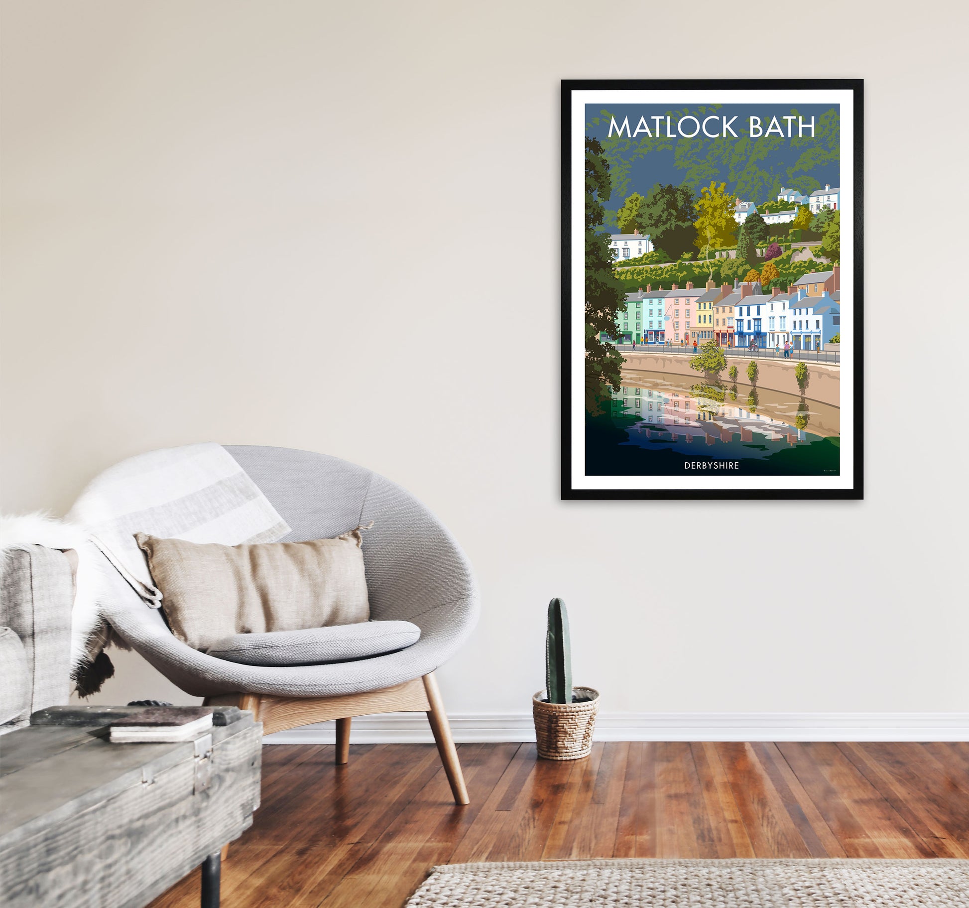 Matlock Bath Art Print by Stephen Millership A1 White Frame