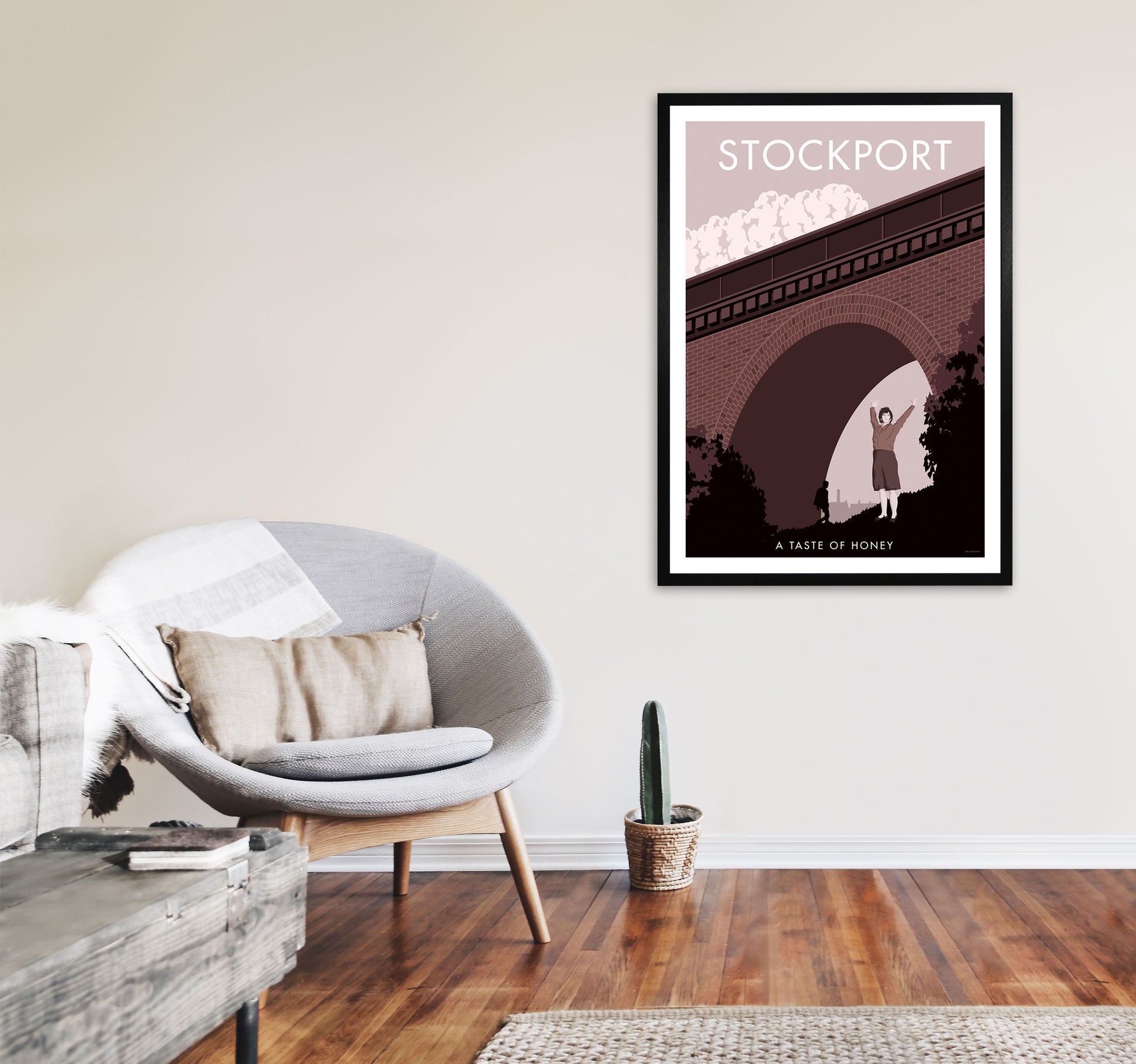 Stockport Art Print by Stephen Millership A1 White Frame