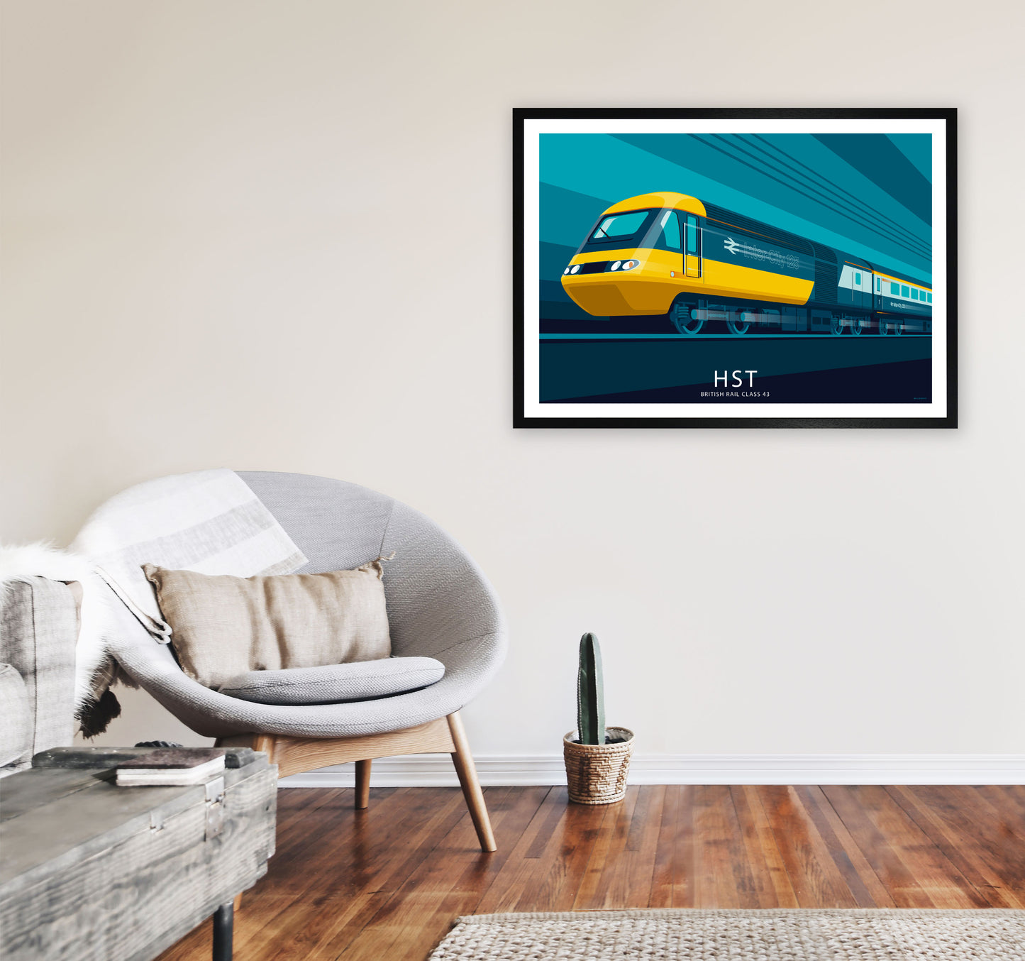 HST Travel Art Print by Stephen Millership, Vintage transport Framed Poster A1 White Frame