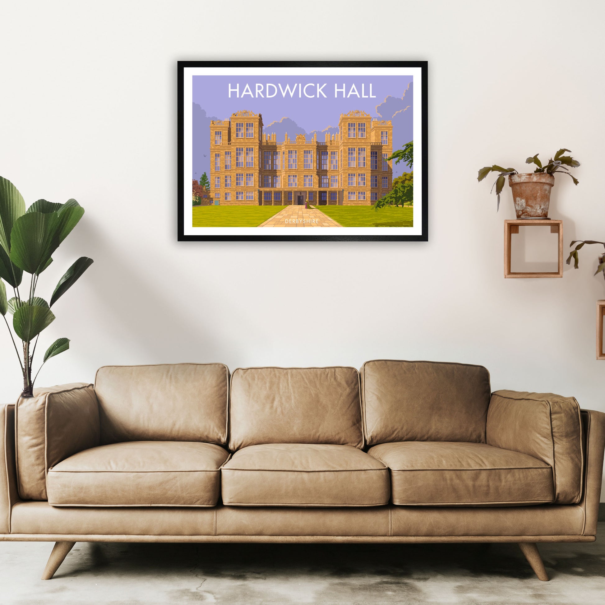 Derbyshire Hardwick Hall Art Print by Stephen Millership A1 White Frame