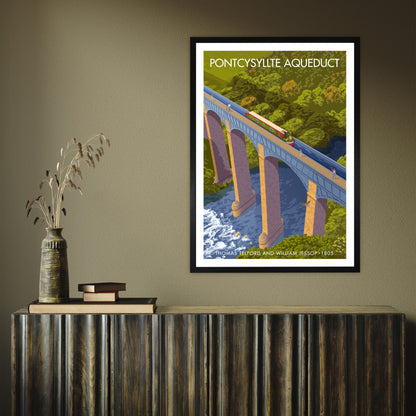 WALES PONTCYSYLLTE AQUEDUCT A3 by Stephen Millership A1 Black Frame