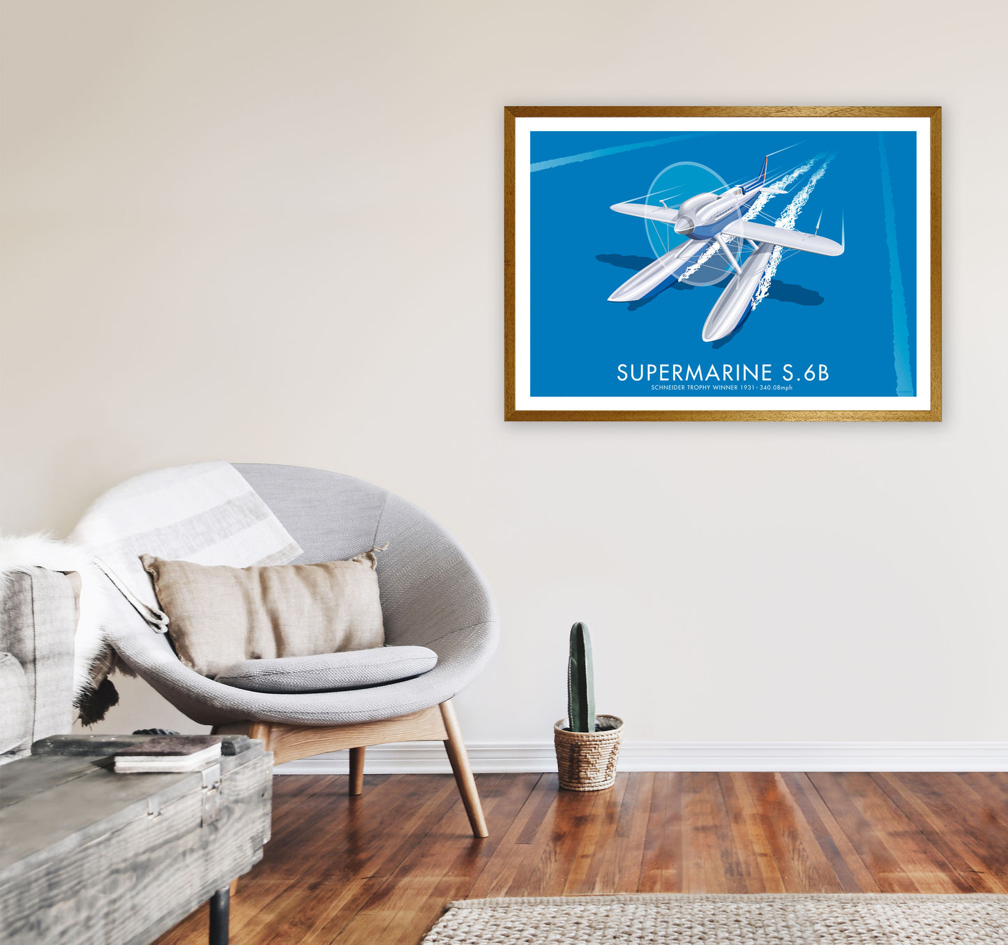 Supermarine S.6B Art Print by Stephen Millership, Framed Transport Poster A1 Print Only