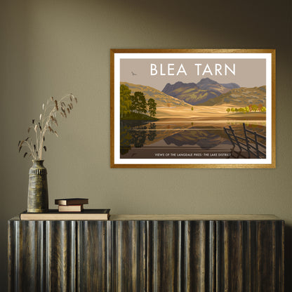 THE LAKES BLEA TARN A3 by Stephen Millership A1 Oak Frame