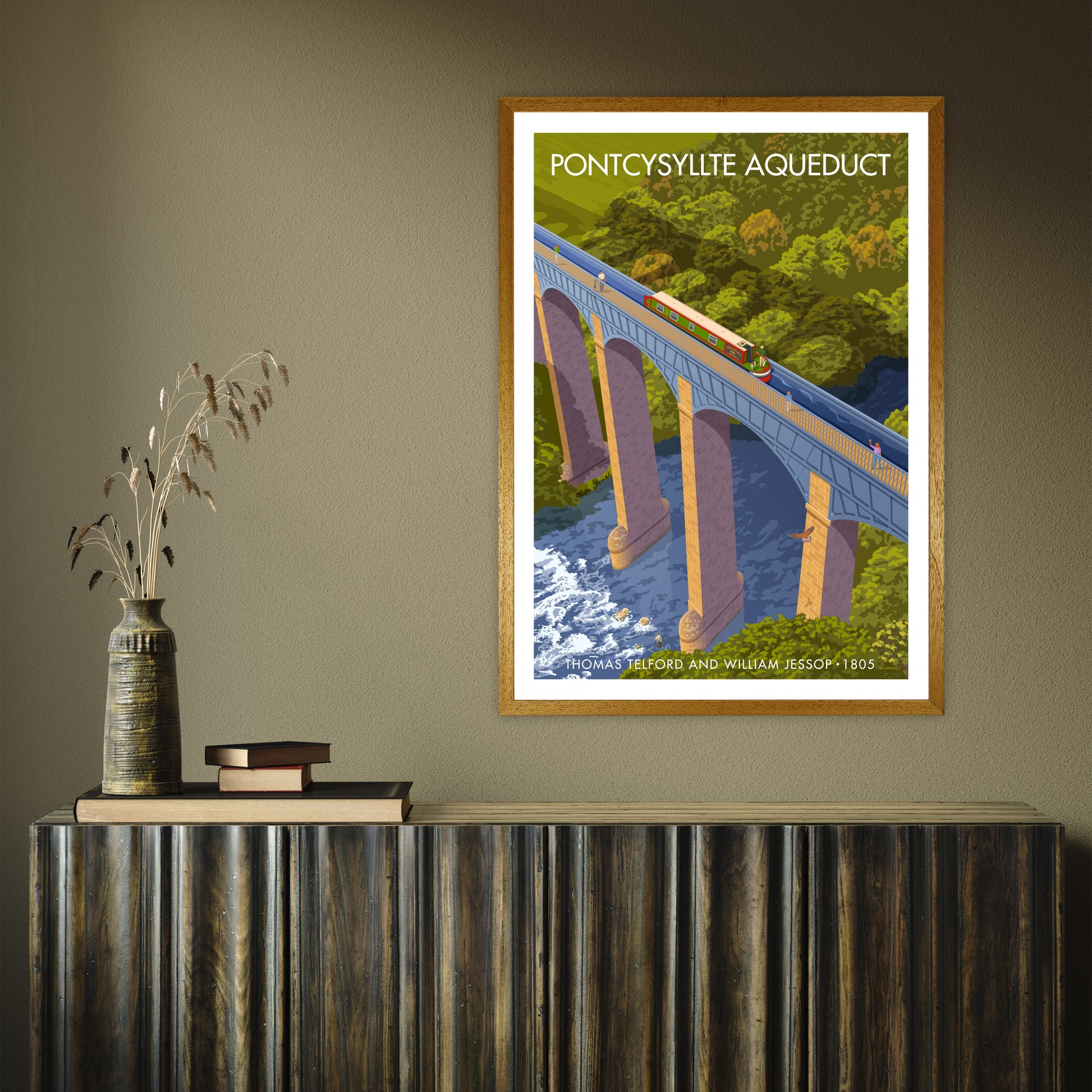 WALES PONTCYSYLLTE AQUEDUCT A3 by Stephen Millership A1 Oak Frame
