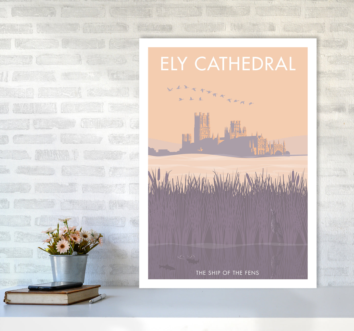 Ely Travel Art Print By Stephen Millership A1 Black Frame