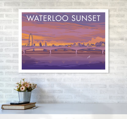 London Waterloo Travel Art Print By Stephen Millership A1 Black Frame