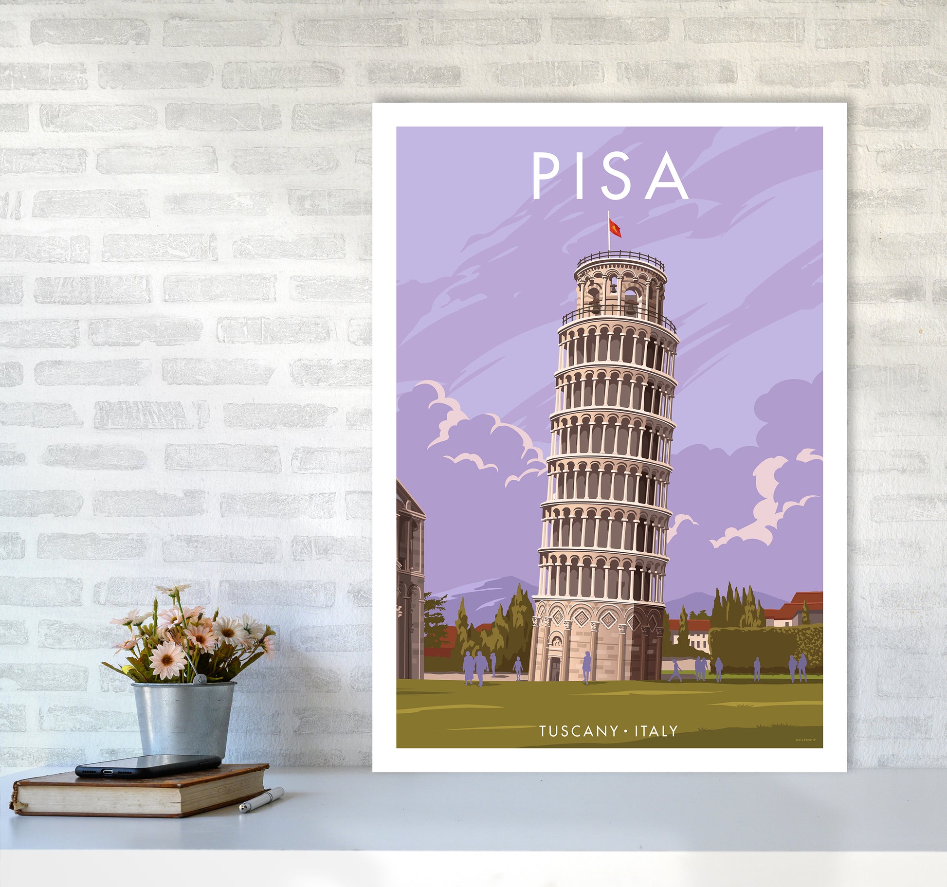 Pisa Travel Art Print By Stephen Millership A1 Black Frame