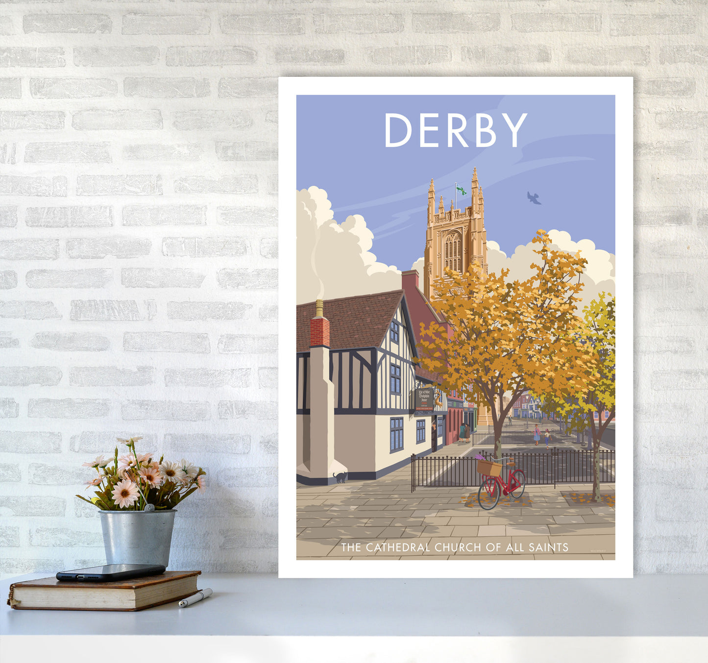 Derby Travel Art Print by Stephen Millership A1 Black Frame