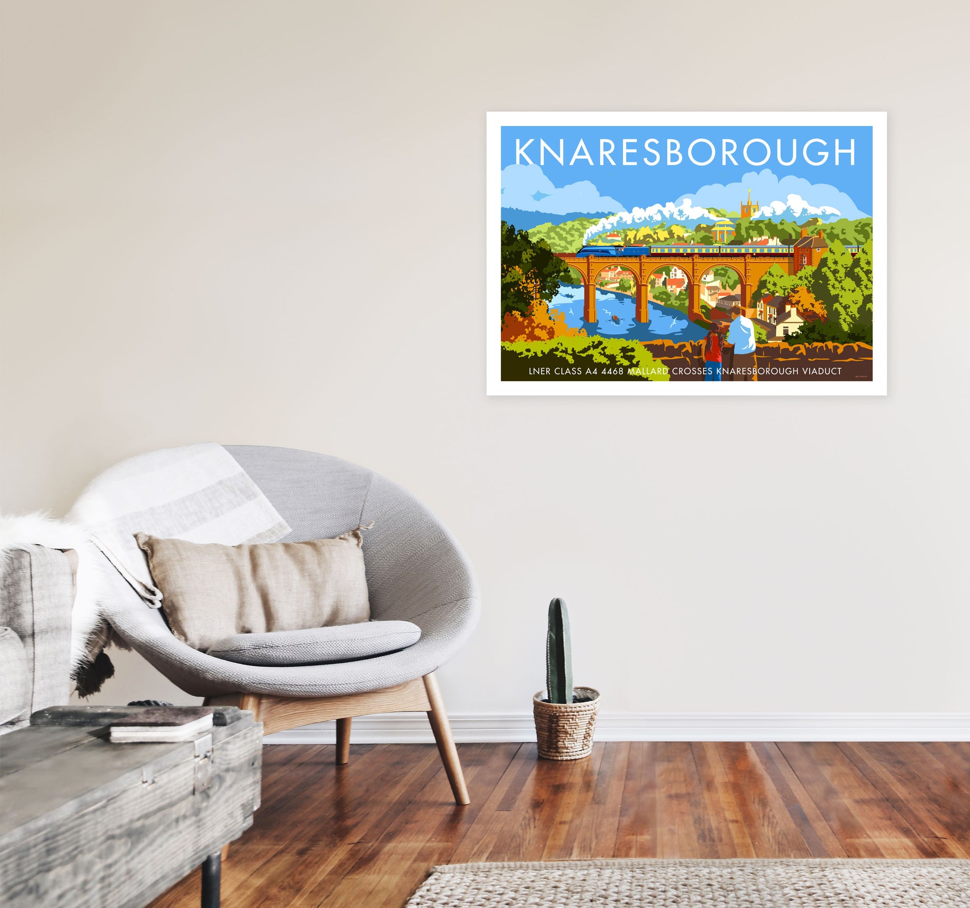 Knaresborough by Stephen Millership Yorkshire Art Print, Vintage Travel Poster A1 Black Frame