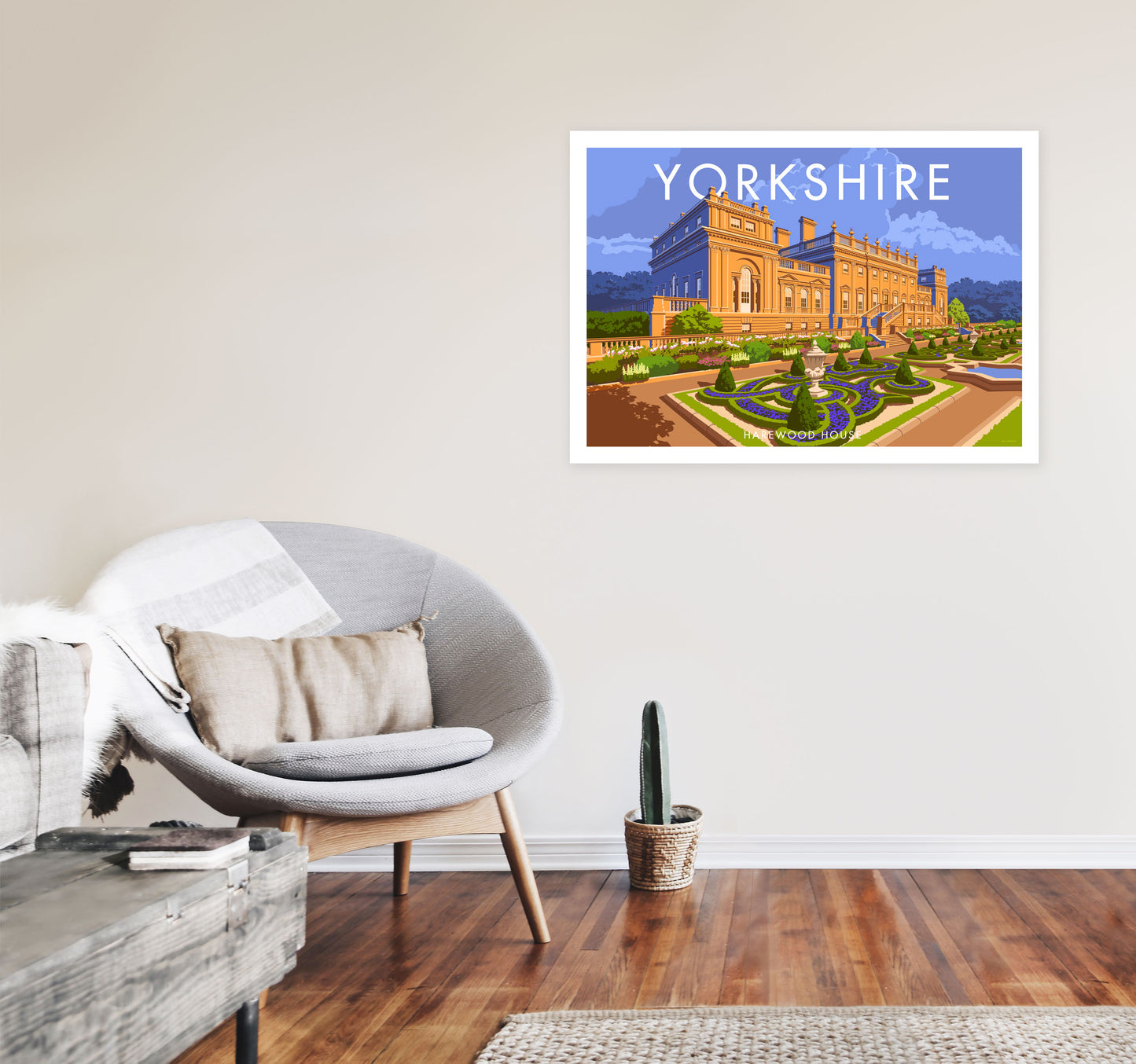 Yorkshire Landscape Art Print Vintage Travel Poster by Stephen Millership A1 Black Frame