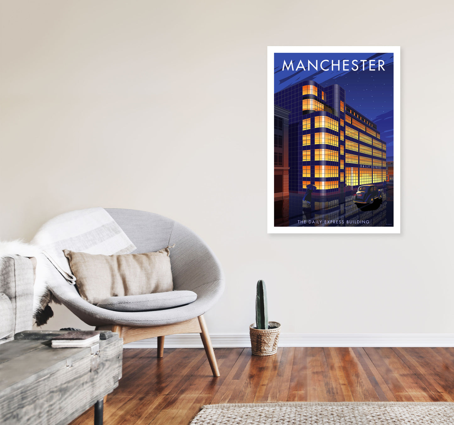 Manchester 7 by Stephen Millership A1 Black Frame