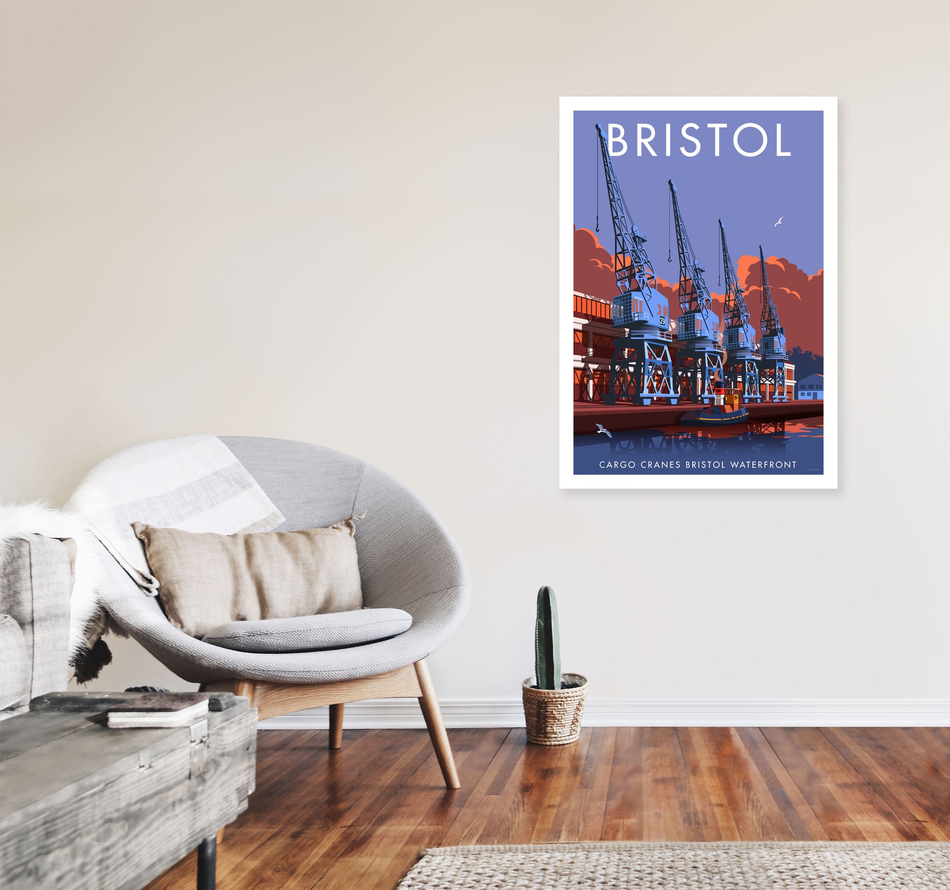 Bristol Waterfront Art Print by Stephen Millership A1 Black Frame